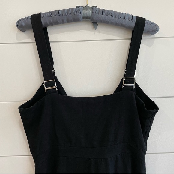 Black Mini Dress with Front Buttons and Detachable Straps - Picture 4 of 7